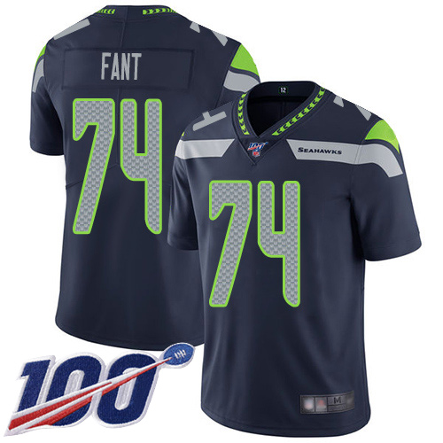 Seattle Seahawks Limited Navy Blue Men George Fant Home Jersey NFL Football #74 100th Season Vapor Untouchable